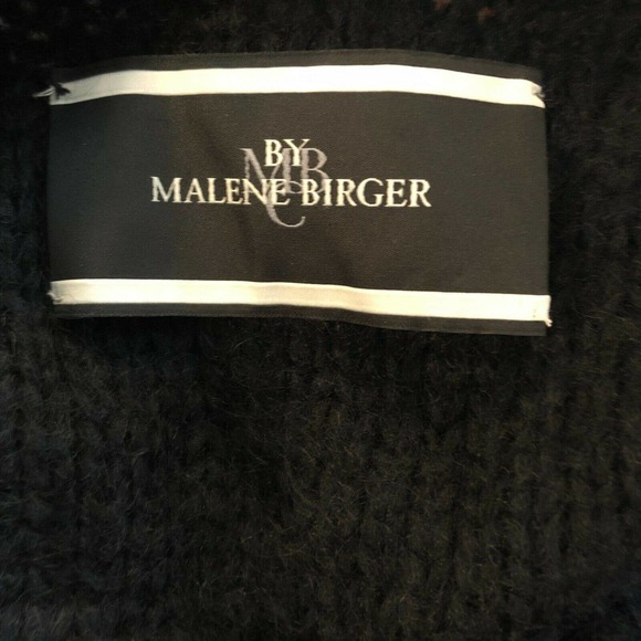 Malene Birger Mohair Sweater Black Faux Leather Trim Zip Front Cardigan - Picture 4 of 10